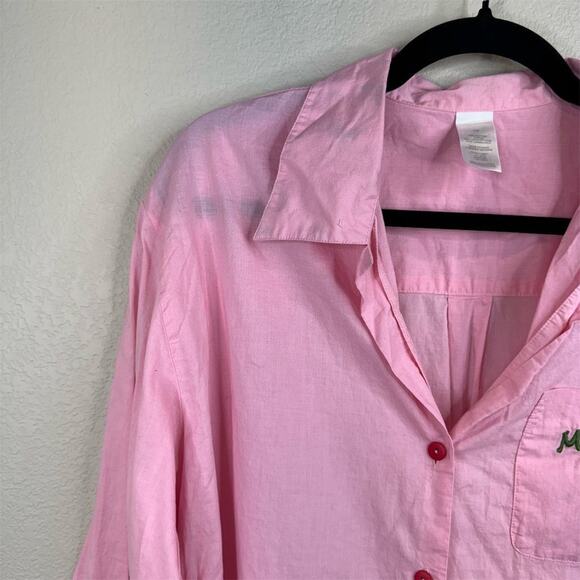 Disney Mickey Mouse Embroidered Pink Button-Up Shirt‎ Unisex Size M - Picture 3 of 13